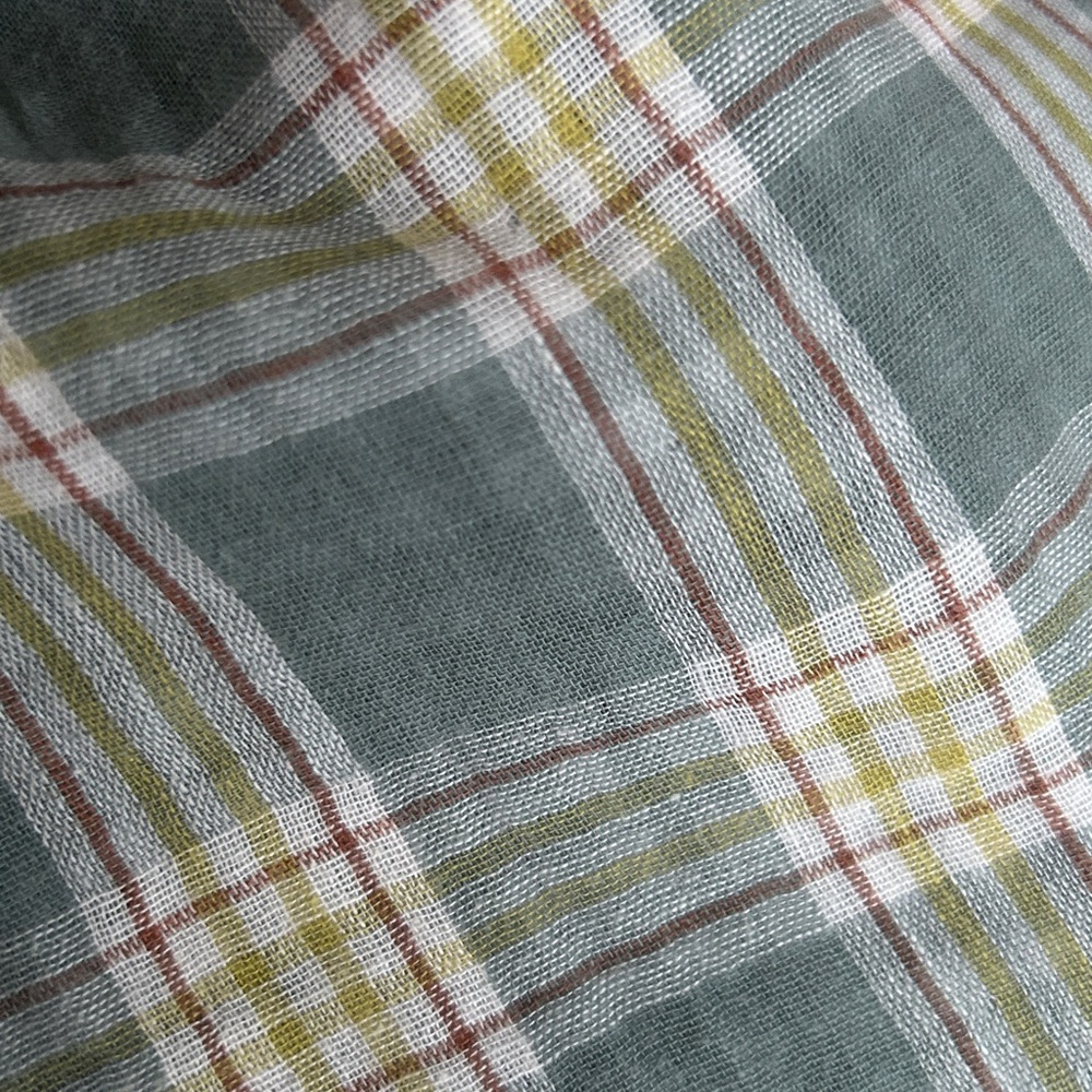 Mustard Seed Women's Blue White Plaid 3/4 Puff Sleeve High Low Blouse S - Picture 6 of 8